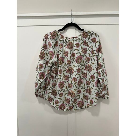 Roller Rabbit Adrianna Asian Floral Peasant Style Top Size M - Picture 2 of 4